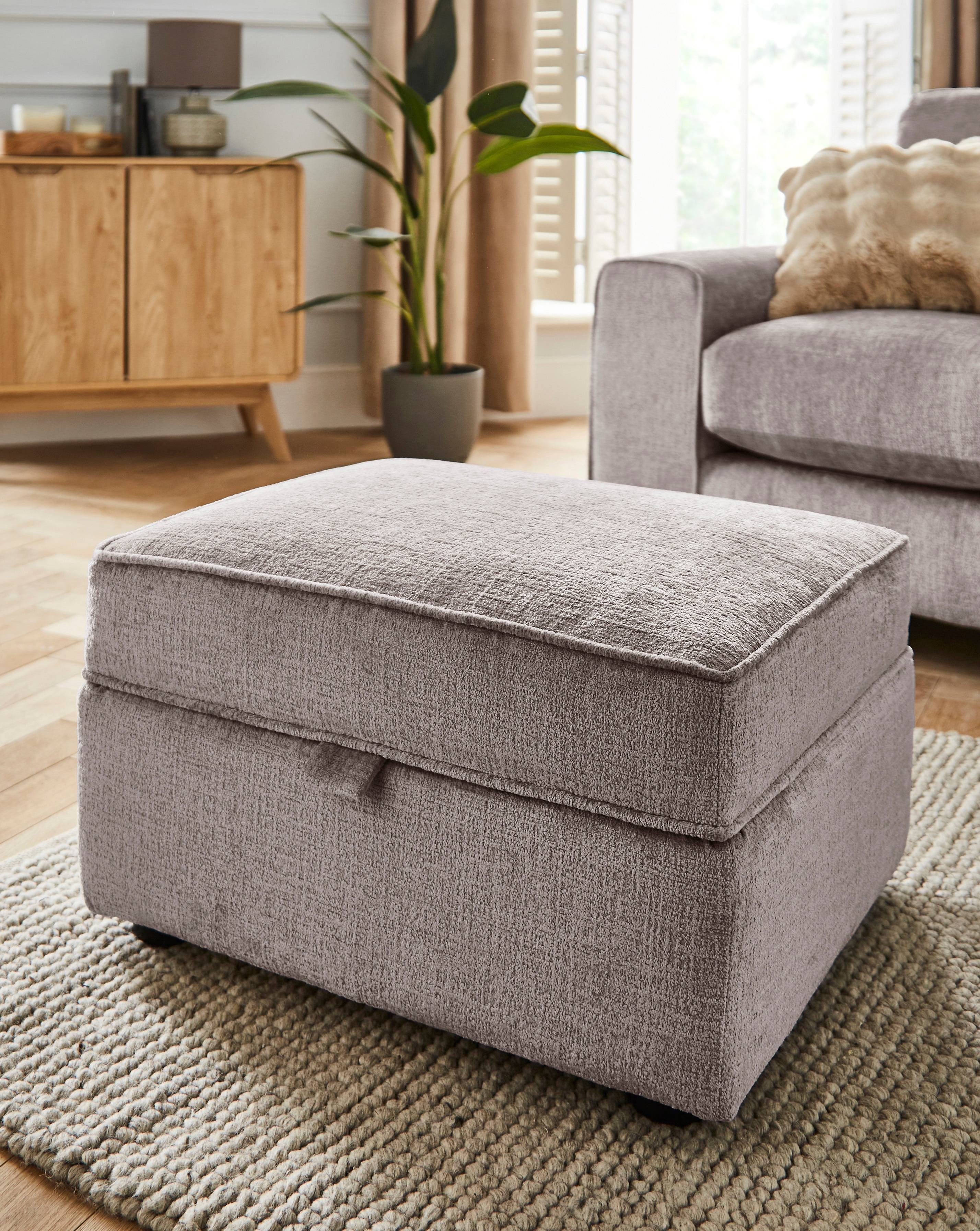 Hunter Chenille Storage Footstool