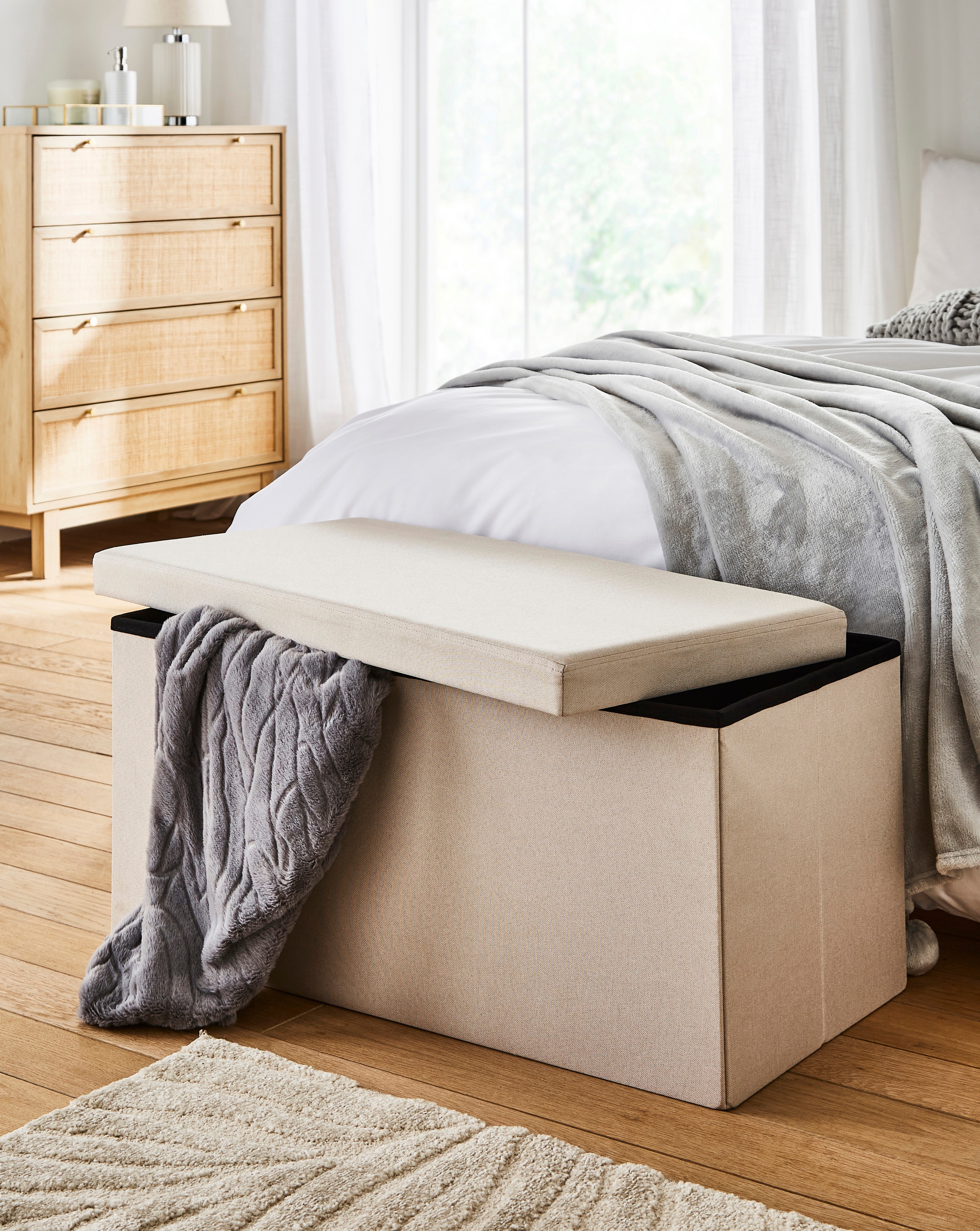 Fabric Foldable Storage Ottoman