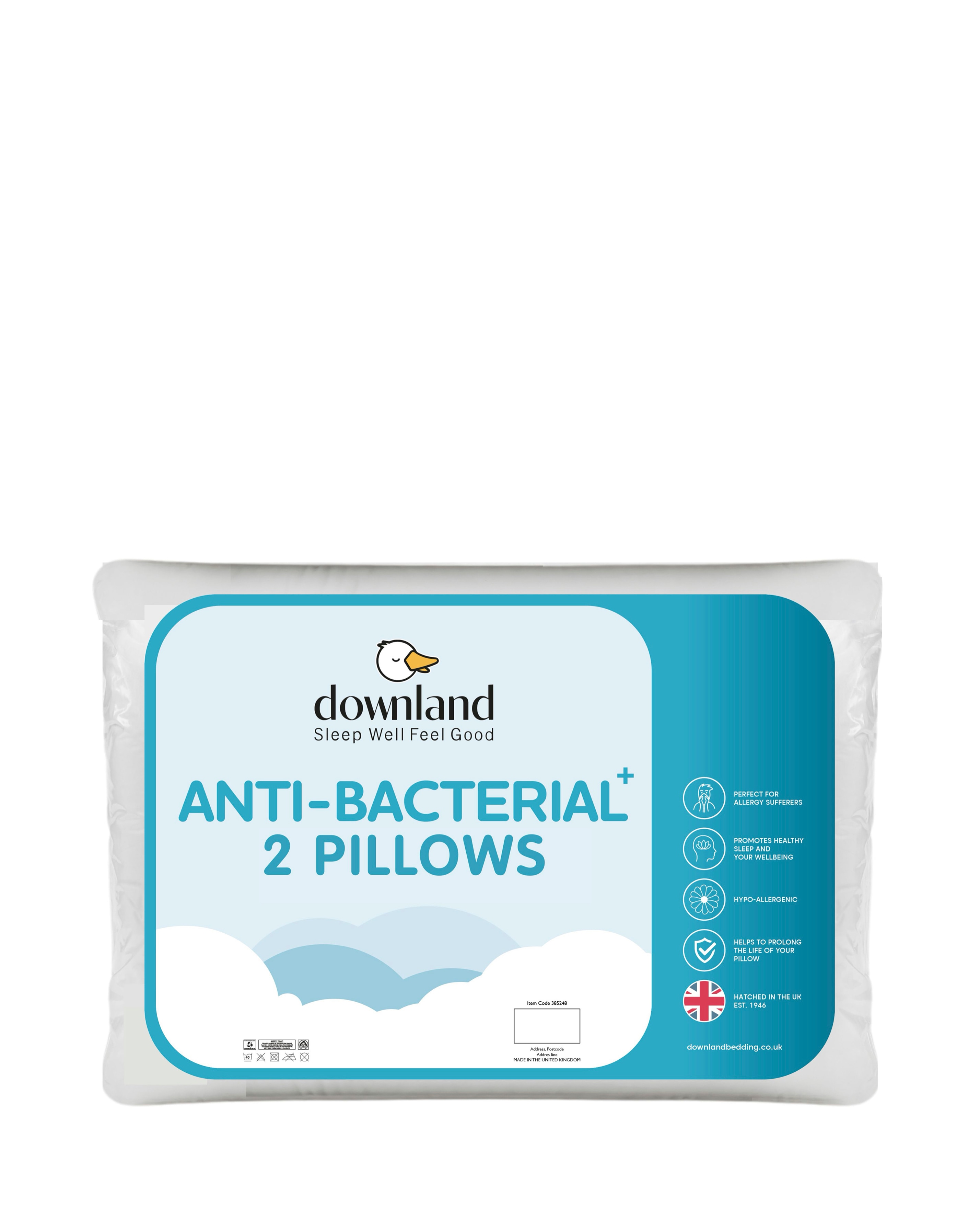 Anti-Bacterial Pack of 2 Pillows