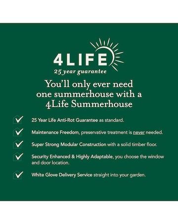 4LIFE Apex Summerhouse 8x6 - Double Door - 4 Window (Home Delivery)