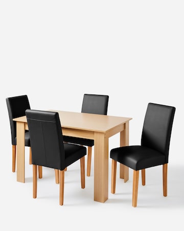 Dakota Small Dining Table with 4 Ava Faux Leather Chairs