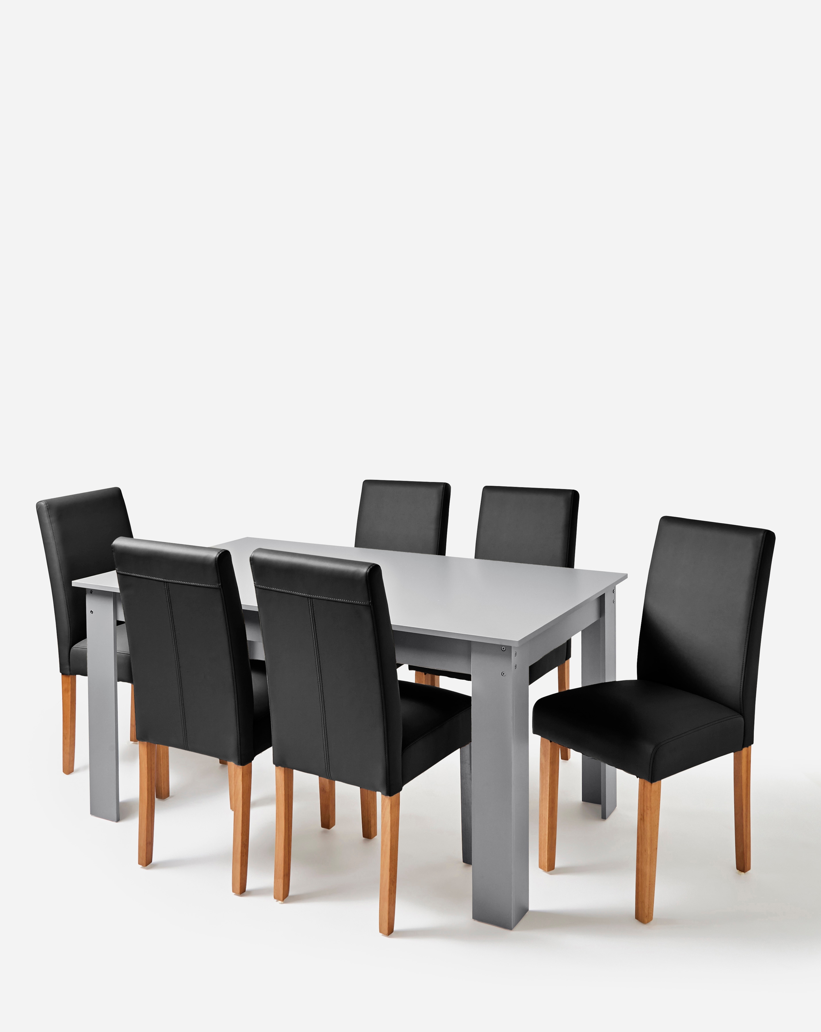 Dakota Table with 6 Ava Leather Chairs