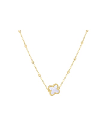 9ct Yellow Gold Mother of Pearl Clover Necklace