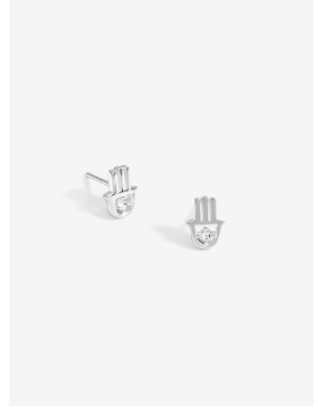 Simply Silver CZ Hamsa Hand Studs