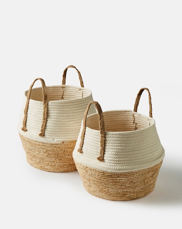 Julipa Set of Two Natural and White Belly Basket