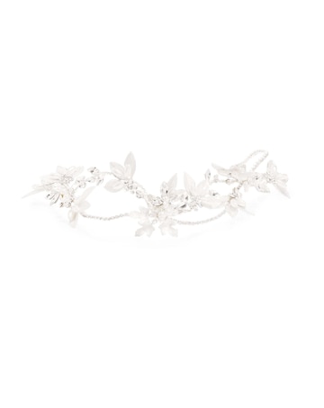 Silver Cross Over Brushed Leaf Gloria Tiara