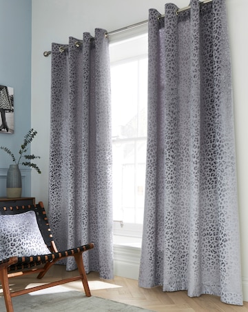 Embossed Leopard Print Velvet Eyelet Curtains