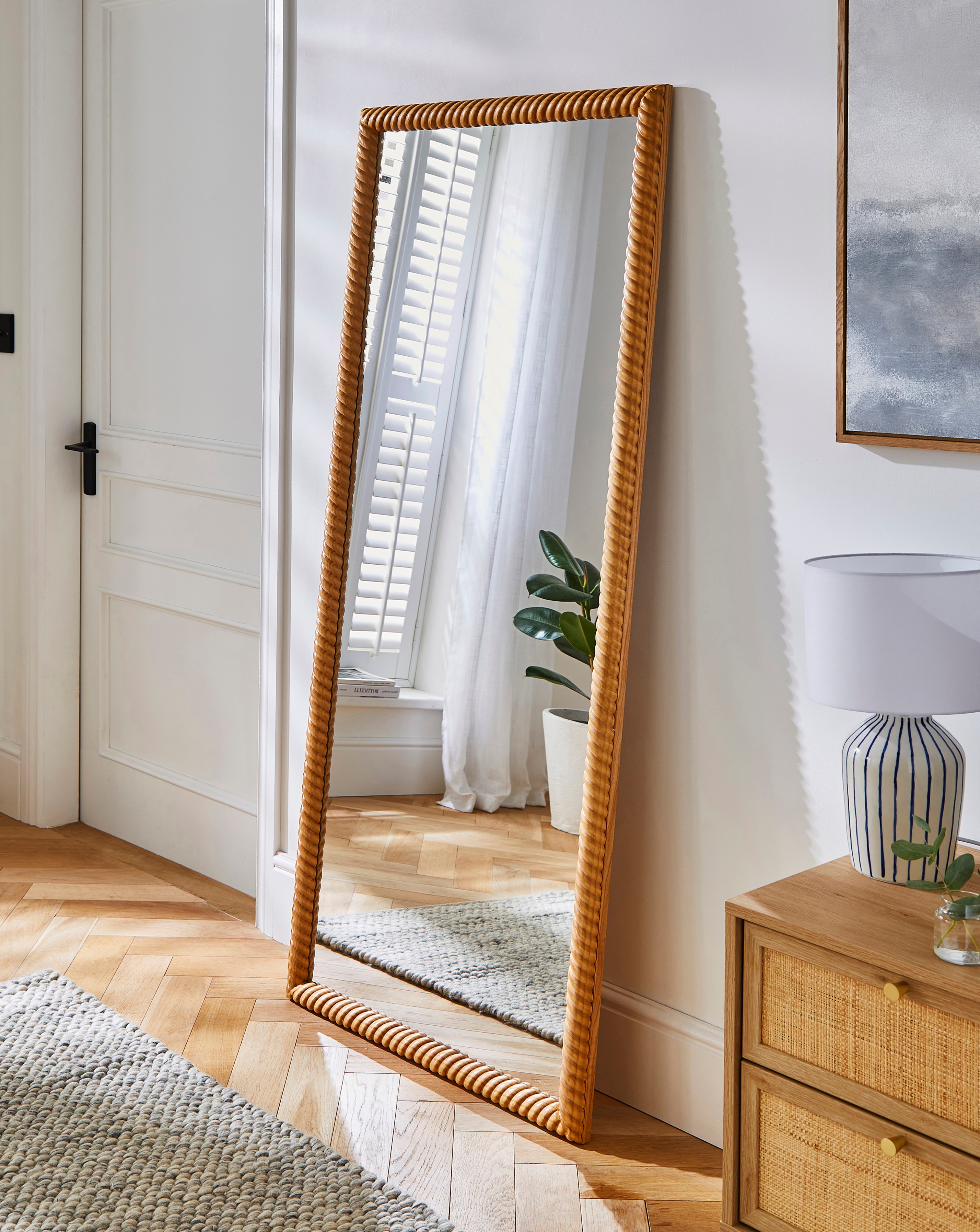 Twisted Wood Leaner Mirror