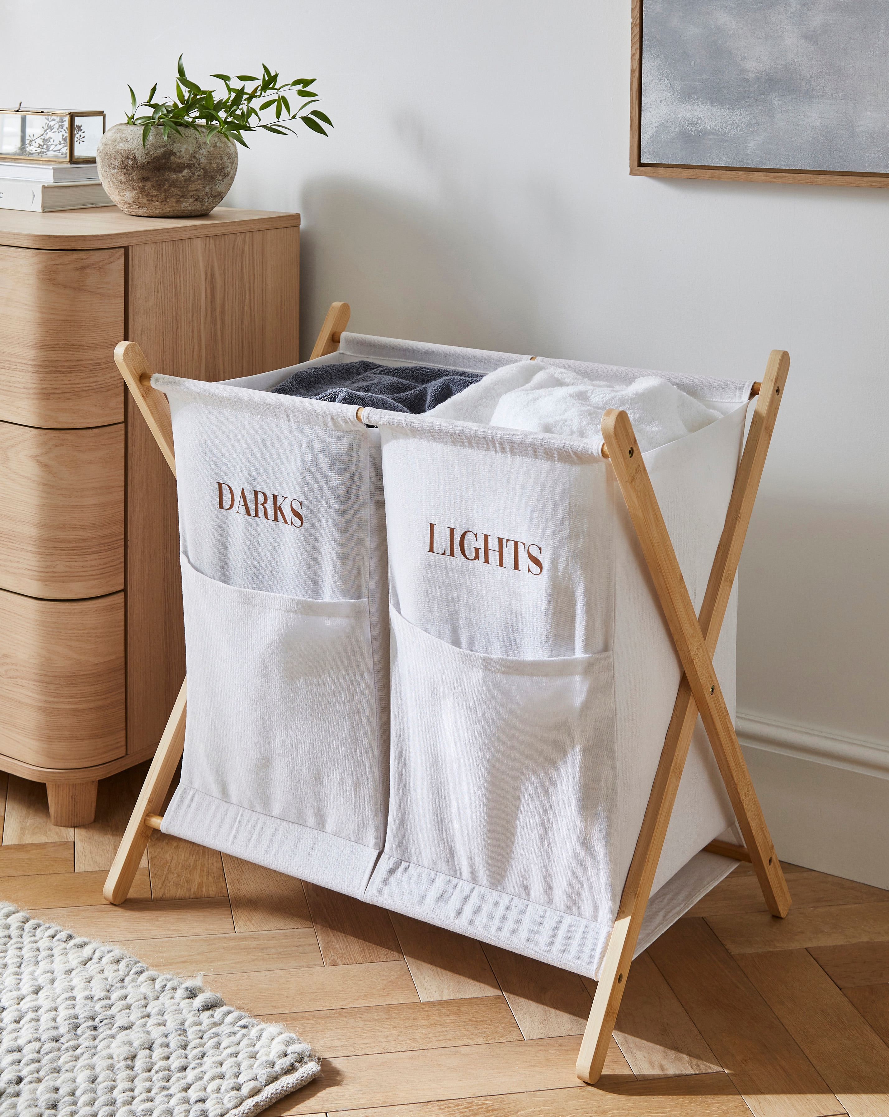 Cream Split Laundry Hamper