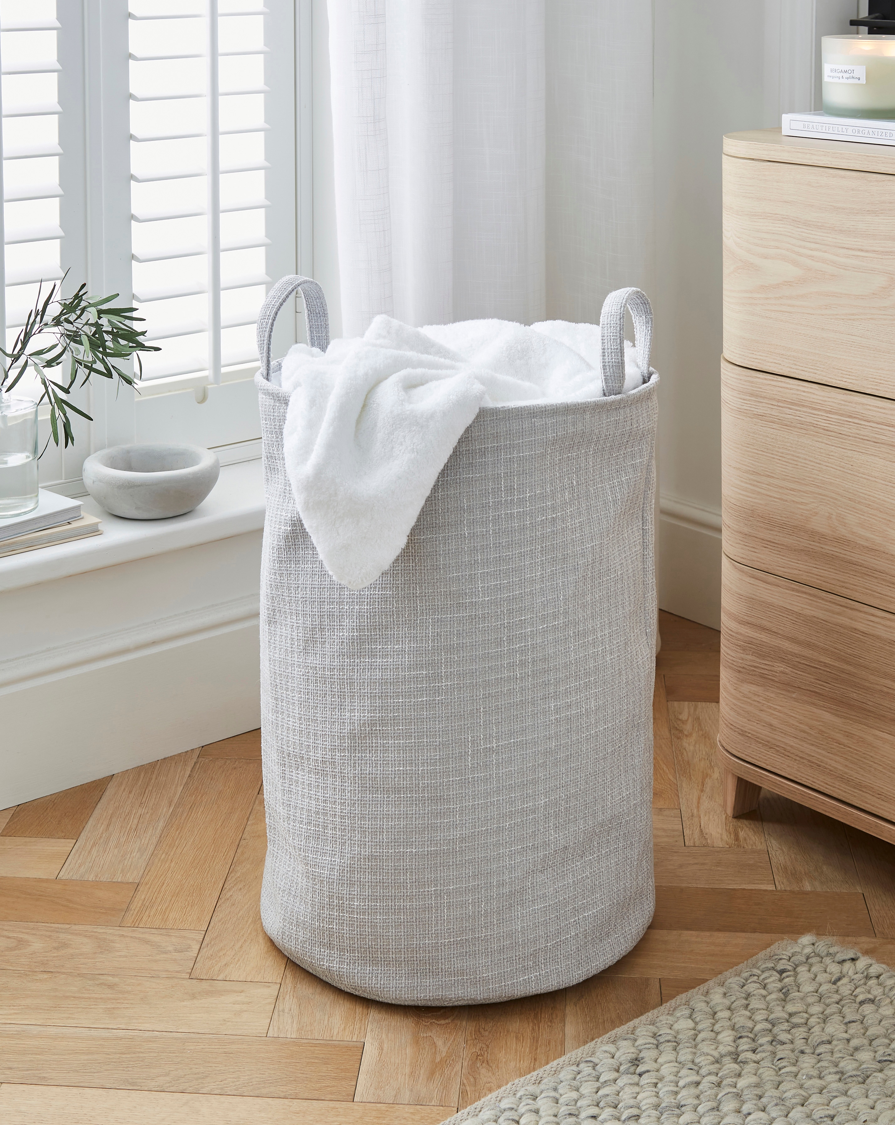 Grey Fabric Laundry Hamper