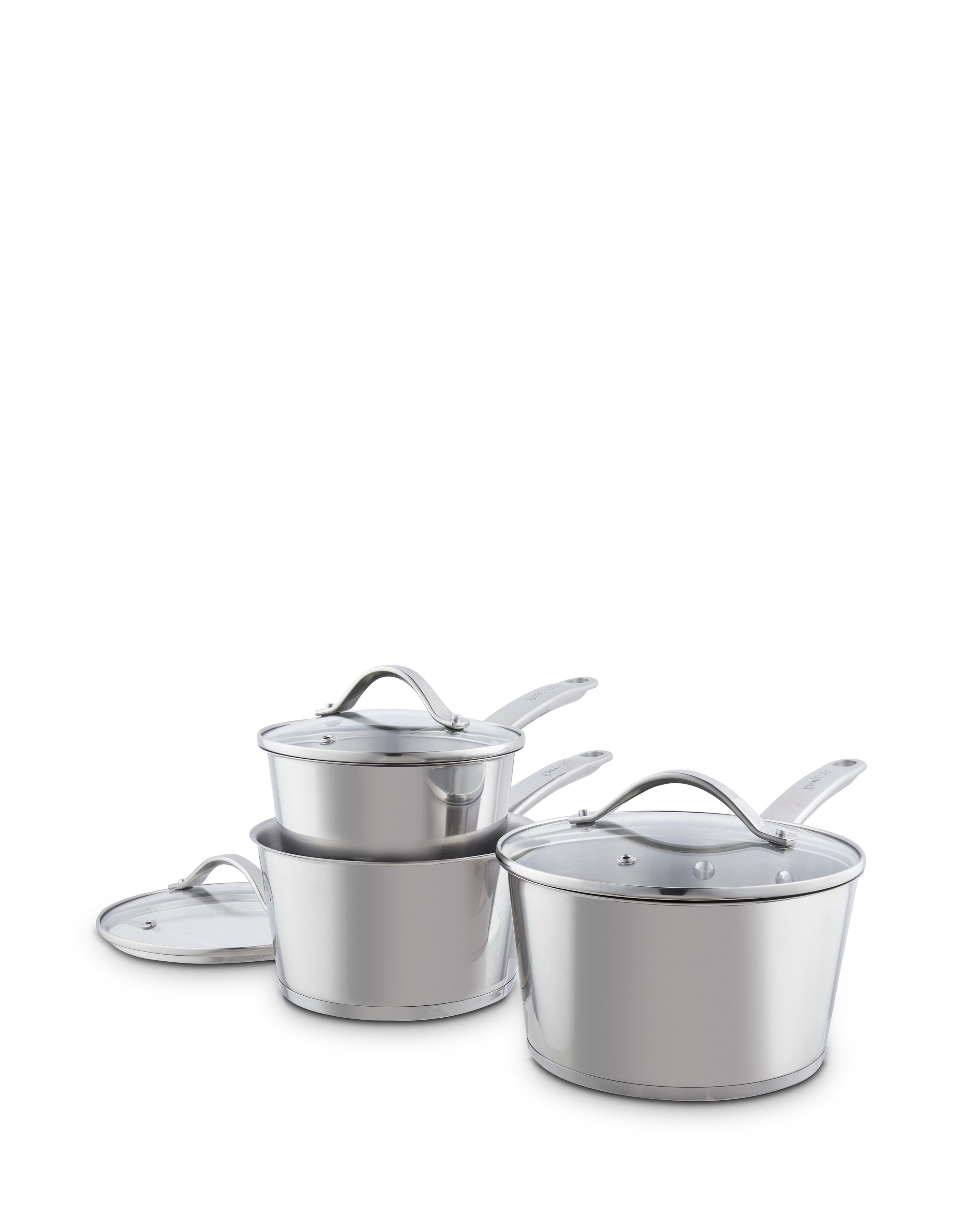Good Food Steel 3 Piece Saucepan Set