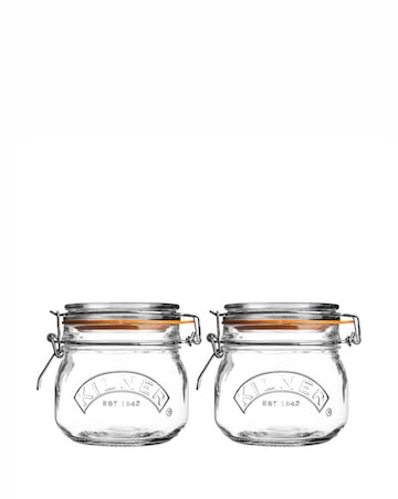 Kilner Set of 2 Clip Top Square Jars 0.5l