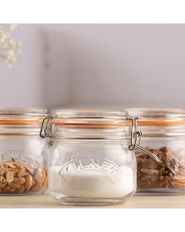 Kilner Set of 2 Clip Top Square Jars 0.5l