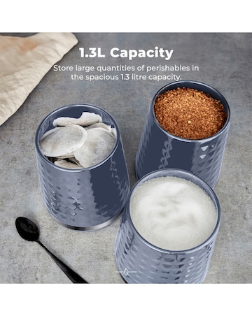 Tower Solitaire Set Of 3 Canisters - Grey