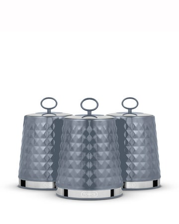 Tower Solitaire Set Of 3 Canisters - Grey
