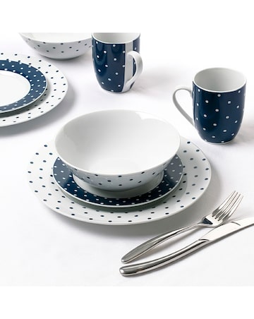 Waterside Blue Spot 24 Piece Dinner Set