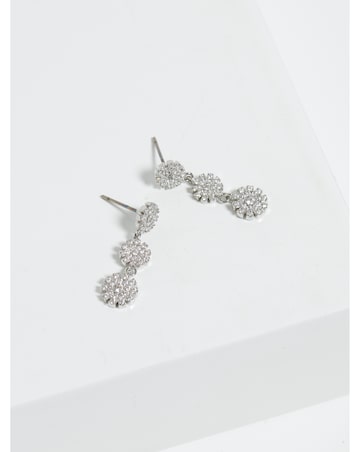 Jon Richard Rhodium Plated Cubic Zirconia Mini Flower Drop Earrings