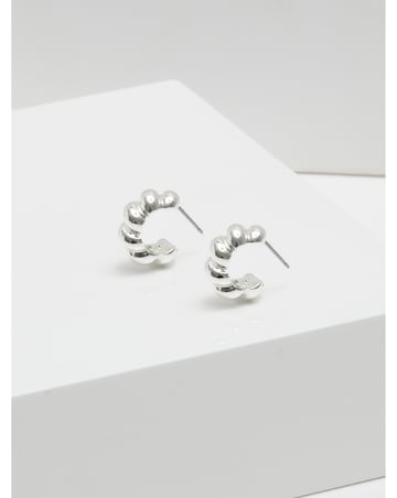 Inicio Silver Plated Twisted Polished Hoops - Gift Pouch