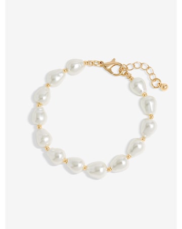 Jon Richard Semi Precious Pearl And Gold Bead Bracelet