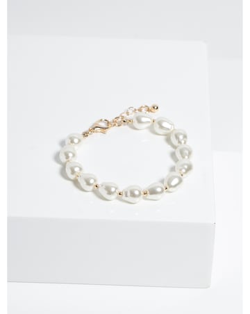 Jon Richard Semi Precious Pearl And Gold Bead Bracelet