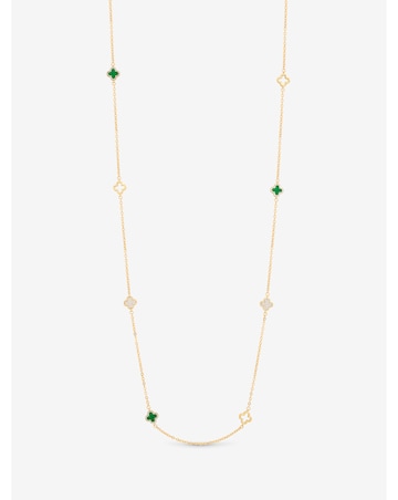 Jon Richard Gold Plated Malachite Clover Station Rope Necklace