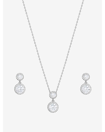 Jon Richard Rhodium Plated and Cubic Zirconia Double Halo Drop Set - Gift Box