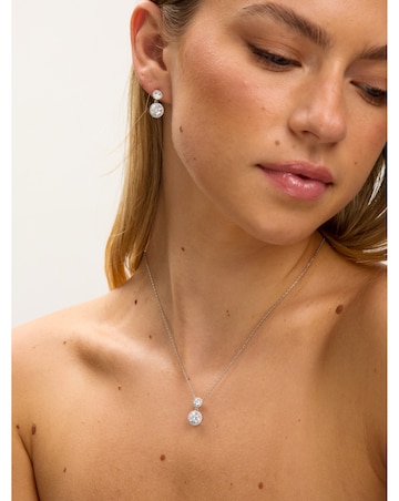 Jon Richard Rhodium Plated and Cubic Zirconia Double Halo Drop Set - Gift Box