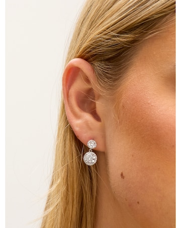 Jon Richard Rhodium Plated and Cubic Zirconia Double Halo Drop Set - Gift Box