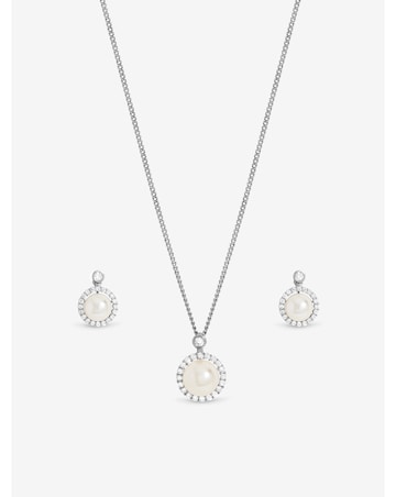 Jon Richard Gold Plated and Cubic Zirconia Pearl Halo Box Set - Gift Box