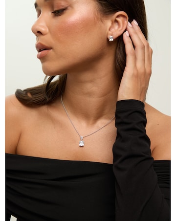 Jon Richard Rhodium Plated Crystal Open Stone Pendant Set - Gift Box