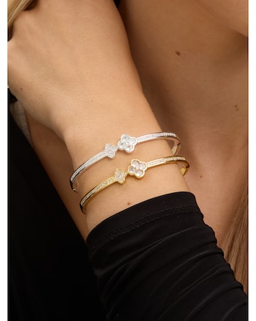 Jon Richard Gold Plated and Pave Clover Bangle