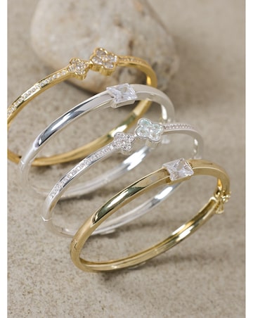 Jon Richard Gold Plated and Pave Clover Bangle