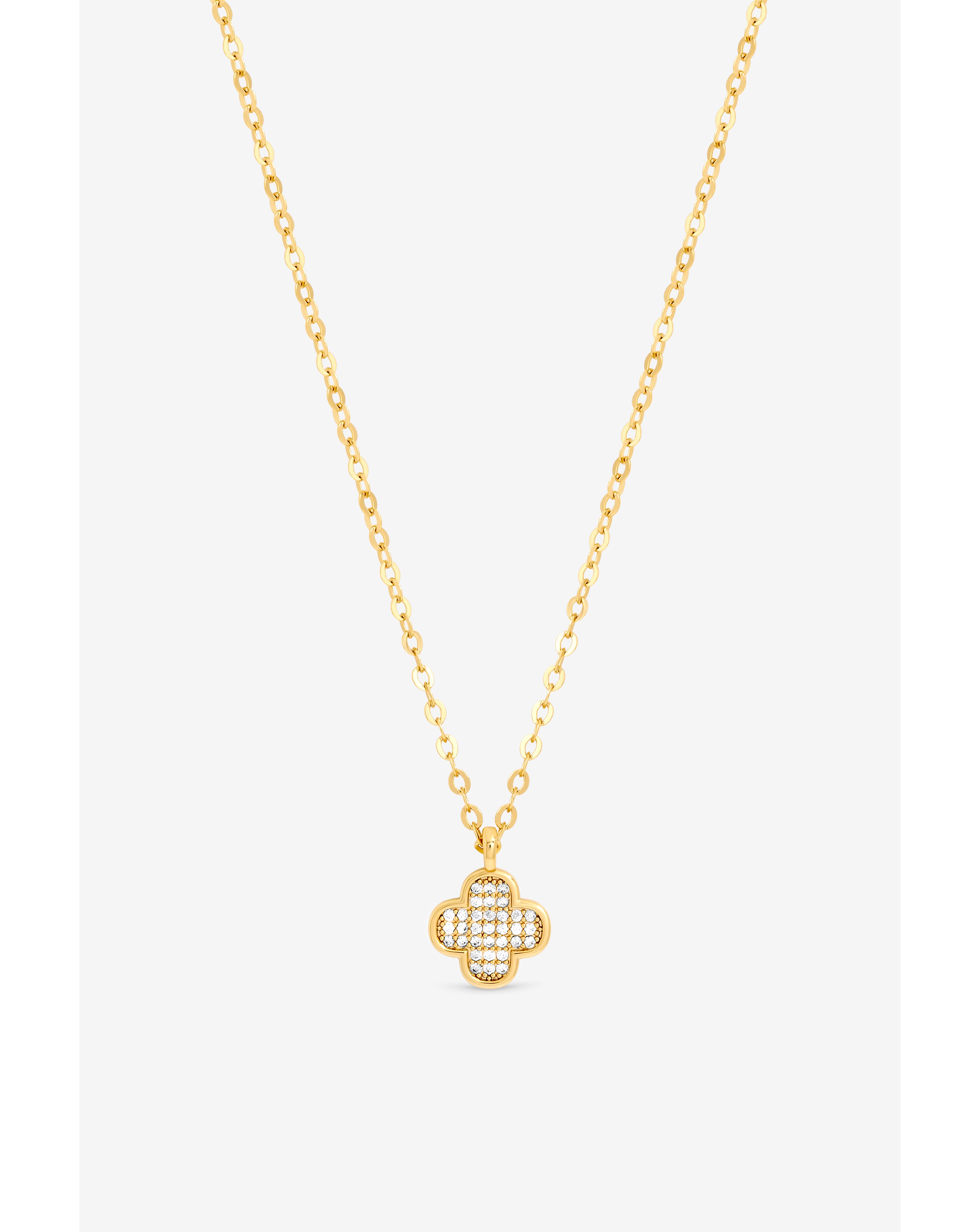 Gold Plated Mirco Pave Clover Pendant