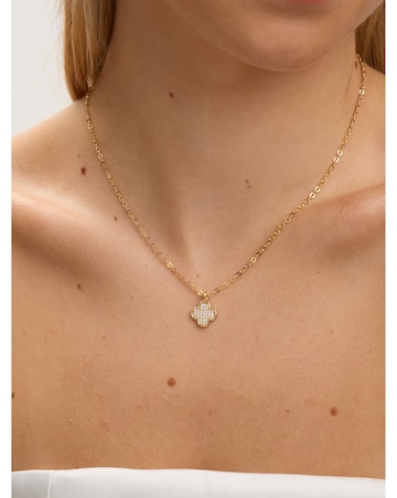 Jon Richard Gold Plated Mirco Pave Clover Pendant