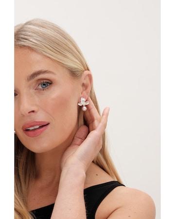 Jon Richard Satin Floral Pearl Earrings