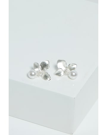 Jon Richard Satin Floral Pearl Earrings