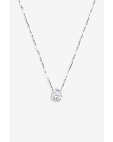 Jon Richard Rhodium Plated Cubic Zirconia Crystal Peardrop Pendant - Gift Boxed