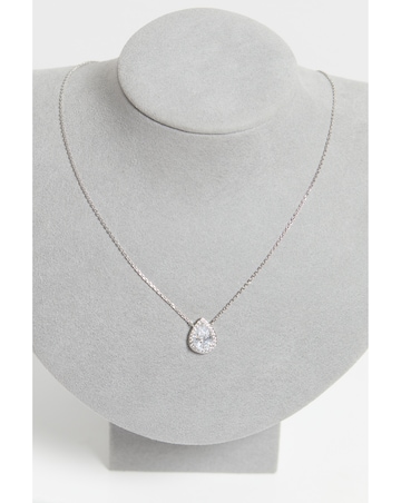 Jon Richard Rhodium Plated Cubic Zirconia Crystal Peardrop Pendant - Gift Boxed