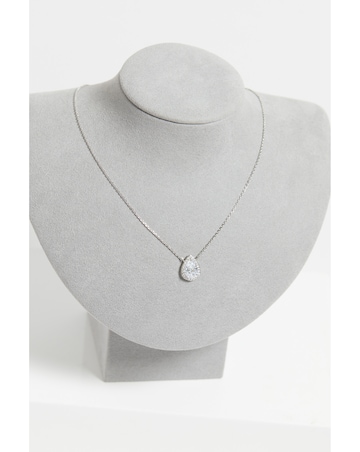 Jon Richard Rhodium Plated Cubic Zirconia Crystal Peardrop Pendant - Gift Boxed