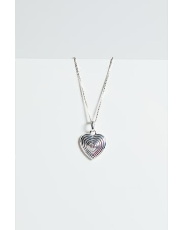 Simply Silver Sterling Silver 925 Ridged Cubic Zirconia Heart Pendant