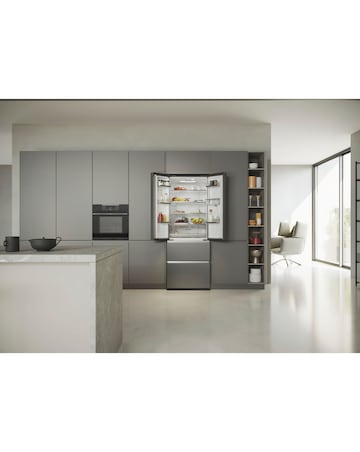 Haier HFR5719EWMP Total No Frost American Fridge Freezer - Silver
