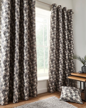 Zada Linear Geo Jacquard Eyelet Curtains
