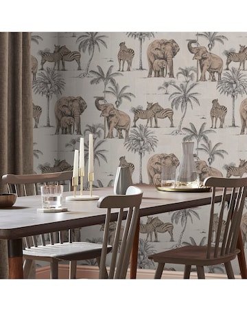 Fresco Kenya Safari Rose Gold Animal Wallpaper