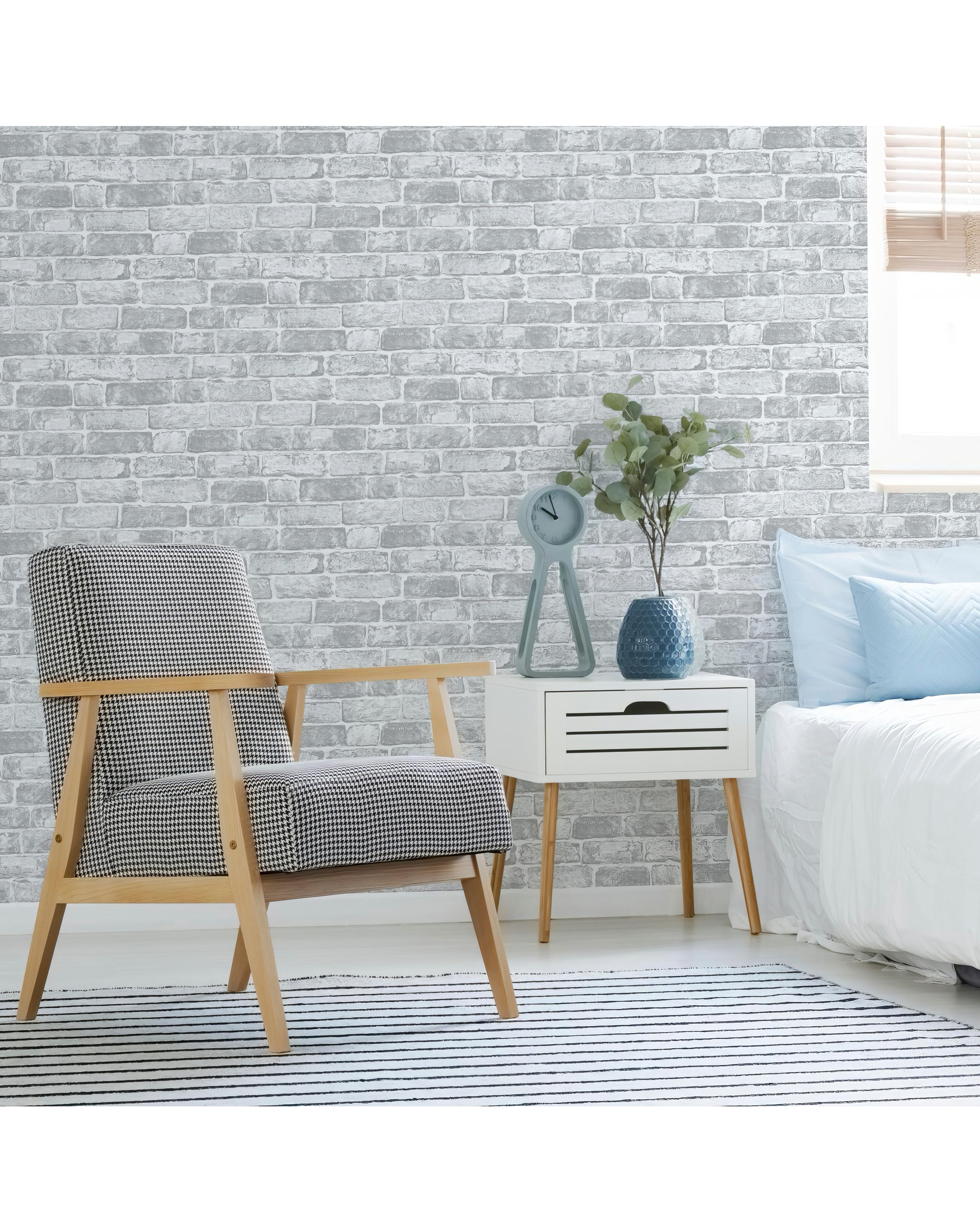 Fresco White/Grey Brick Wallpaper