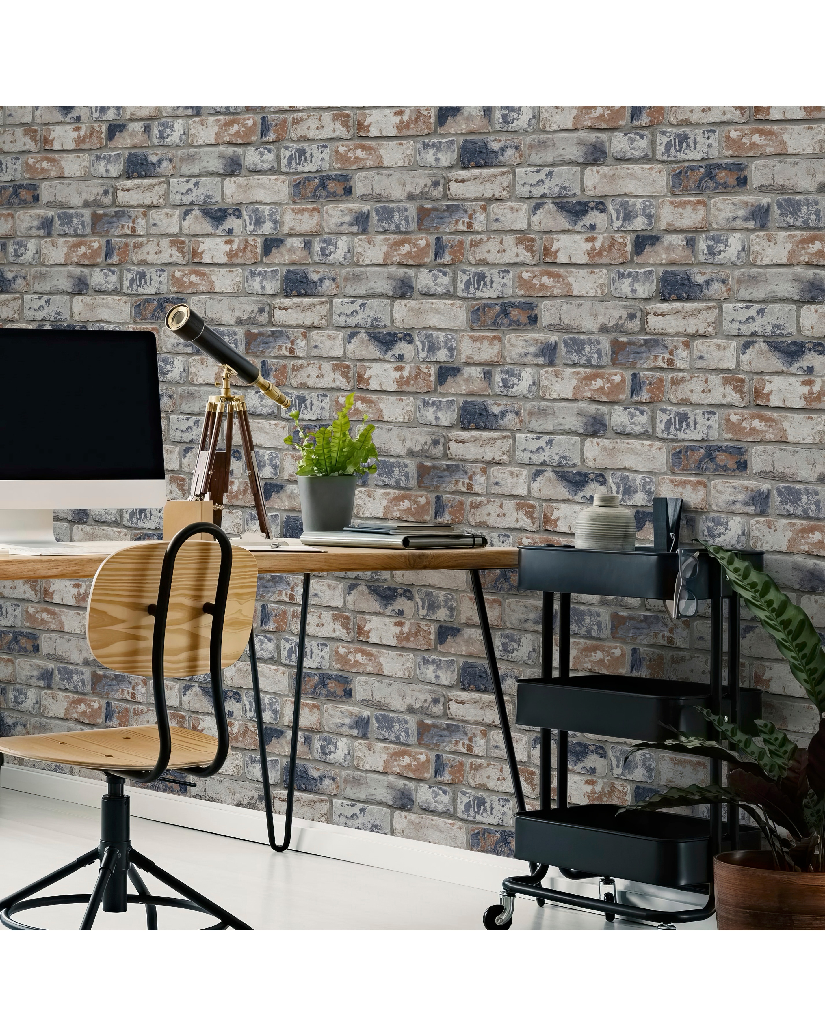 Fresco Navy/Red Brick Wallpaper