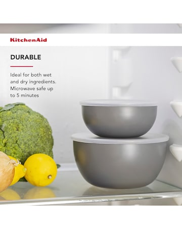KitchenAid Set of 4 Meal Prep Bowls with Lids, Charcoal Grey