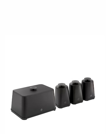 Swan Stealth 4 Piece Bread Bin and Canister Set Black
