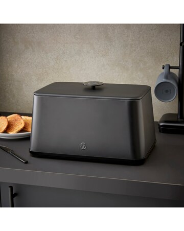 Swan Stealth 4 Piece Bread Bin and Canister Set Black