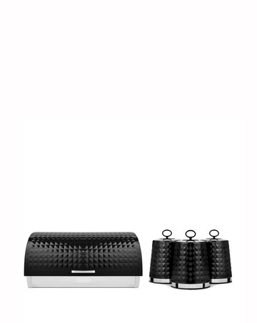Tower Solitaire 4 Piece Bread Bin and Canister Set Black