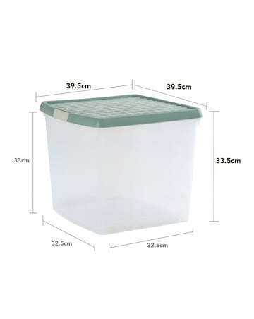 Wham Clip 4 Piece 37L Square Box & Lid Green Milieu